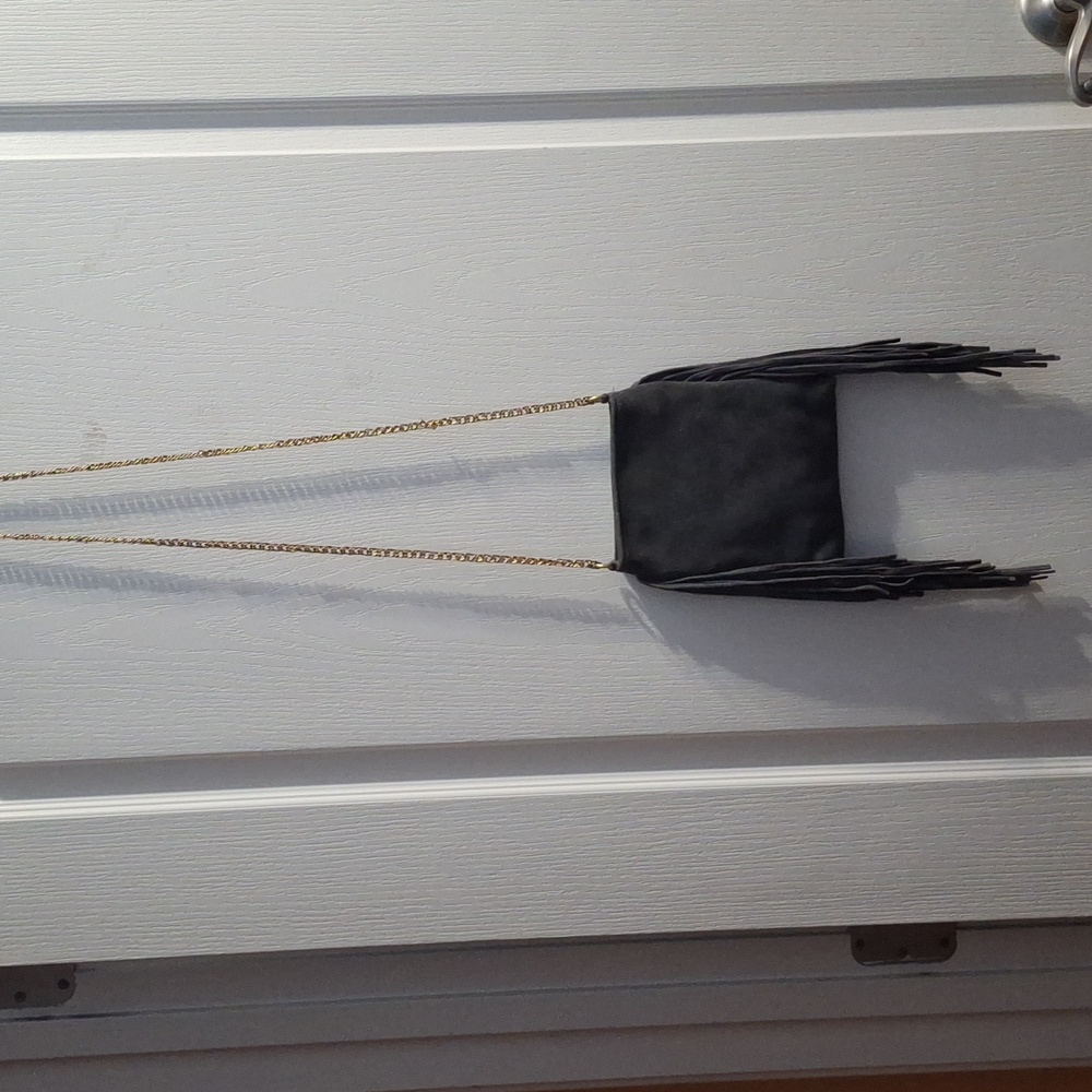 Dark GraySuede Fringe Crossbody Bag